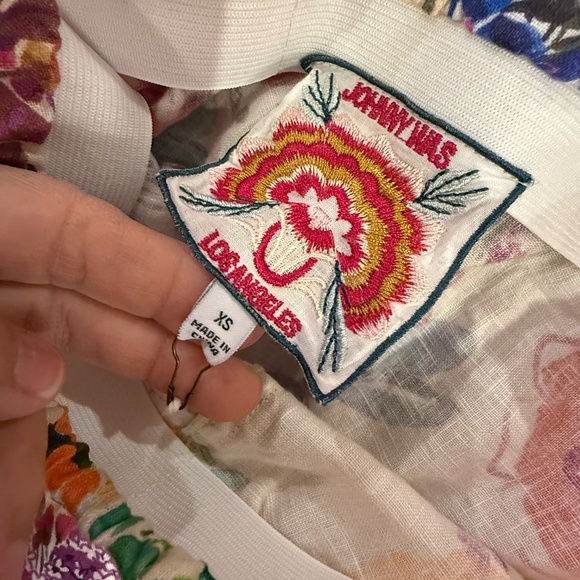 JOHNNY WAS LINEN FLORAL PRINT PULL ON SKIRT SIZE XS nwt - Picture 3 of 5